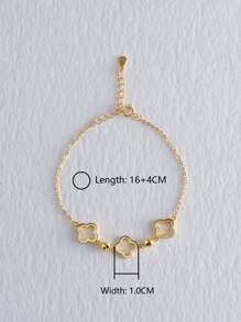 1Pc Exquisite Minimalist 925 Sterling Silver Hollow Four Leaf Clover Bracelet Chain 18K Gold Plated For Daily Wear,Suitable For Mother's Day, Fine Jewelry Gift