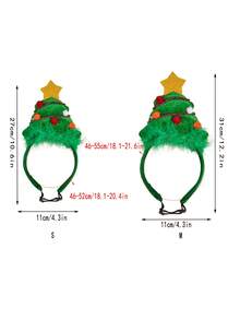 綠色聖誕樹寵物帽 - 彩色 - 查看 2