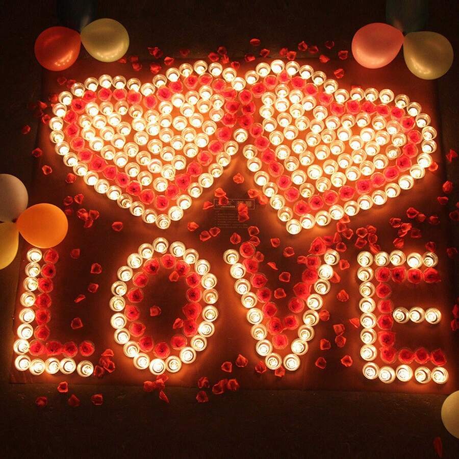 Conjunto De 50 Velas Románticas Con Forma De Corazón En Color Azul - Azul - Ver 1