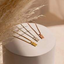 Minimalist Letter Square Necklace, Stainless Steel Gold Plated Box Chain, Delicate Initial Pendant Suitable For Daily Wear Women