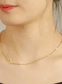 1 件女士不銹鋼首字母項鍊 A-z 大寫字母吊墜生日禮物 - 信件系列 - 查看 3