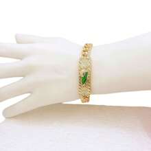 1入組金色三尺寸手鍊聖裘德男士手鍊珠寶 - 綠色 - 查看 3