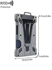 Men's Slim Minimalist Aluminum Alloy RF Blocking Wallet For Daily Gifts For Boyfriend/Father Husband Metal Wallet For Card Bank Card License Money Clip With 1 Clear Window (Grey) Card Box Robber Card Holder Card Holder Wallet Business Card Holder Credit Card Holder Id Card Holder For Men Mini Wallet Card Wallet Rfid Wallet - Grey - View 10