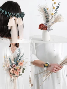 30/56 件天然干燥蒲苇和兔尾草，5 种 DIY 人造新娘花束家居装饰婚礼花艺布置中心装饰，蓬松蒲苇波西米亚家居装饰，情人节，生日毕业礼物，秋季装饰，秋季，假植物