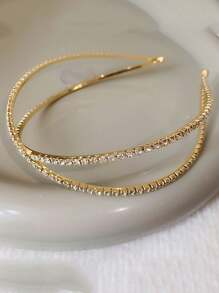 1入鑲嵌鑽石十字型交叉髮帶，派對頭飾