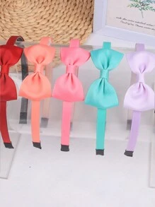 Set Of 5 Elegant Bow Hairbands For Girls - Hot Pink - View 4