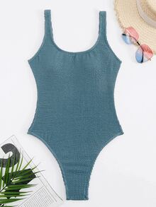 2023 欧美特殊材质褶皱糖果色连体泳衣女款褶皱面料波浪条纹夏季