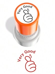 字母和竖起大拇指符号印章，鼓励学生返校印章，返校，学校用品 - 橘色 - 查看 2