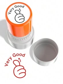 字母和竖起大拇指符号印章，鼓励学生返校印章，返校，学校用品 - 橘色 - 查看 3