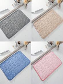 1pc Soft & Comfortable Elastic Foam Bath Mat With Pebble Design, Quick-Drying & Anti-Slip, Great For Bathroom And Shower Accessory, Fall Decoration & Bathroom Decor - Multicolor - View 3