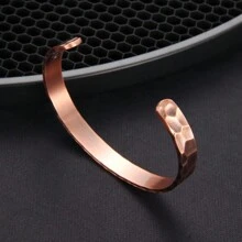 1pc 99.99% Copper Bracelet With 6 Powerful Magnets For Men And Women, Adjustable Magnetic Cuff Bangle, Retro Style Jewelry Gifts For Christmas Thanksgiving Day - Bronze - View 5