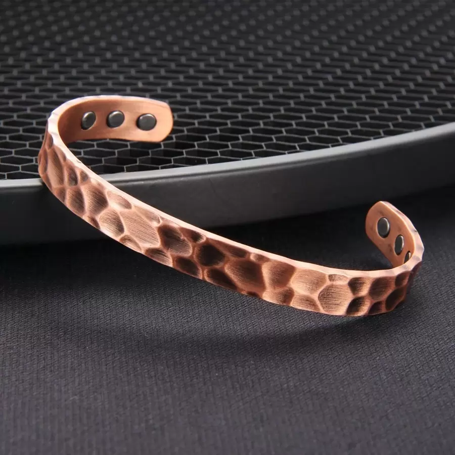 1pc 99.99% Copper Bracelet With 6 Powerful Magnets For Men And Women, Adjustable Magnetic Cuff Bangle, Retro Style Jewelry Gifts For Christmas Thanksgiving Day - Bronze - View 1