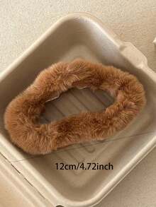 1 Autumn And Winter Oval Plush Fashionable Simple Commuting Hair Claw Suitable For Daily Use Holiday Parties - Brown - View 5