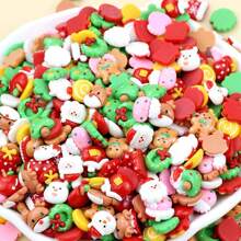 或者50克/批新款可愛迷你卡通聖誕系列樹脂小雕像工藝凸圓形裝飾物珠寶製作配件 - 彩色 - 查看 1