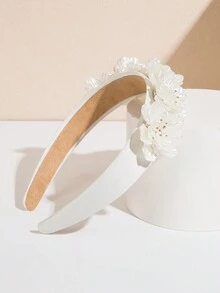 1 Miếng Của phụ nữ Nhựa Hoa Cánh hoa & Trân châu Trang trí Hoa Buổi tiệc Dây buộc tóc In Trắng - trắng - Xem 4