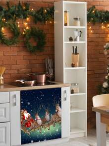 1組聖誕老人雪橇和馴鹿圖案洗碗機磁鐵,消毒櫥和冰箱磁鐵裝飾防水廚房貼紙 禮品送給家人和朋友,2個,23x13英寸