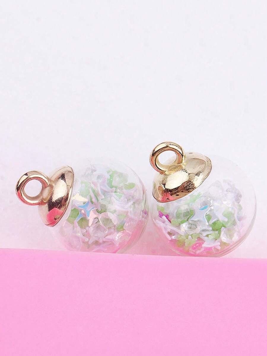 綠色發光玻璃球帶星形diy耳環,項鍊,手機,鑰匙扣裝飾吊飾