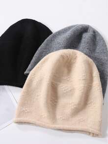 1入女士100%羊毛針織頭帶帽,保暖、柔軟、舒適、復古,適用於秋冬日常穿著