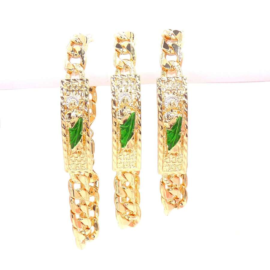 1入組金色三尺寸手鍊聖裘德男士手鍊珠寶 - 綠色 - 查看 1