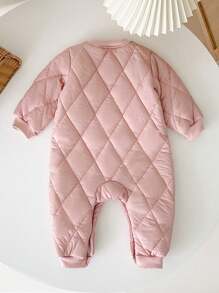 Babymeisjes schattige effen gewatteerde, thermisch gevoerde jumpsuit met lange mouwen, voor herfst en winter