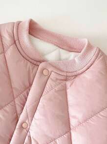 Babymeisjes schattige effen gewatteerde, thermisch gevoerde jumpsuit met lange mouwen, voor herfst en winter