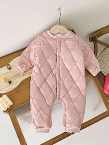 Babymeisjes schattige effen gewatteerde, thermisch gevoerde jumpsuit met lange mouwen, voor herfst en winter