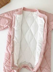 Babymeisjes schattige effen gewatteerde, thermisch gevoerde jumpsuit met lange mouwen, voor herfst en winter