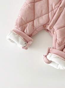 Babymeisjes schattige effen gewatteerde, thermisch gevoerde jumpsuit met lange mouwen, voor herfst en winter