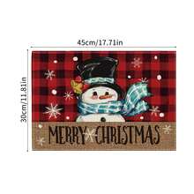 1pc Christmas Snowman Placemat With Gnome & Checkered Print, Cloth Cup Pad For Festival Decoration - Multicolor - View 2