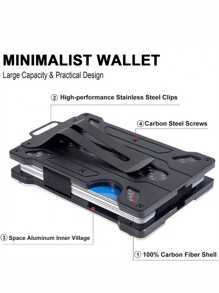 Men's Slim Minimalist Aluminum Alloy RF Blocking Wallet For Daily Gifts For Boyfriend/Father Husband Metal Wallet For Card Bank Card License Money Clip With 1 Clear Window (Grey) Card Box Robber Card Holder Card Holder Wallet Business Card Holder Credit Card Holder Id Card Holder For Men Mini Wallet Card Wallet Rfid Wallet - Grey - View 4