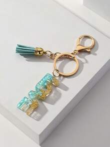 新潮流水晶滴膠和金箔綠色漸變愛心掛飾配流蘇,適用於包和錢包裝飾,送禮給女性、女孩和節日,日常背包裝飾