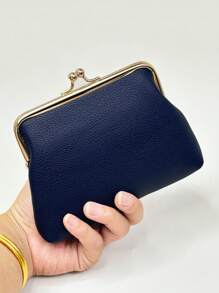 Ins Style Litchi Modele la modă Portofel scurt pentru femei Drăguț și Clip pentru suport de card pentru femei Portofel Mini Portofel Poșetă Portofel Portofel cu monede - Albastru regal - Vizualizare 2