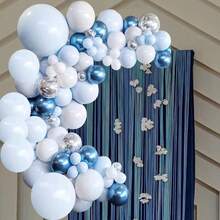 107入組藍色馬卡龍系列氣球花圈套裝,適用於生日、婚禮派對裝飾