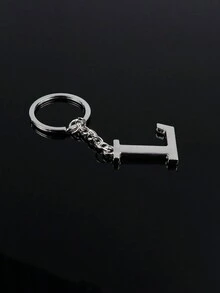 1pc Exquisite Silver Metallic 26 English Letters Keychain, Couple Gift, Bag Decor - Silver - View 3