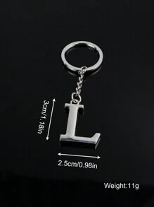 1pc Exquisite Silver Metallic 26 English Letters Keychain, Couple Gift, Bag Decor - Silver - View 4