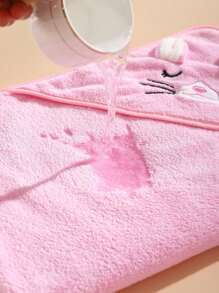 1 Stück Unisex Bademantel aus Polyester-Fleece, weich & schnelltrocknend, Kapuze, Baby Decke, Umhang, geeignet für Badezimmer, Strand, alle Jahreszeiten, Größe 80cm/31,5 Zoll*80cm/31,5 Zoll - Pink - Übersicht 5