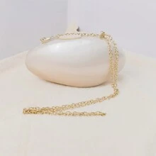 Xuyên biên giới Acrylic Vỏ sò Hình dạng Phong cách đường phố Chuỗi kim loại Túi đeo chéo , Thích hợp Cho đám cưới Buổi tiệc Và Tiệc cốc tai , Thanh lịch Giản dị Của phụ nữ Và Mini Túi đám tiệc - Màu be - Xem 5