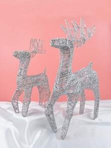1PC 36cm/14.17in Con nai Giáng sinh nhân tạo lấp lánh dùng để trang trí Giáng sinh, trang trí bàn lò sưởi, quà tặng tốt nhất - hươu giáng sinh bạc - Xem 5