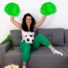 4入組綠色啦啦隊手花,適用於跳舞、足球、籃球、運動會、派對、慶典道具