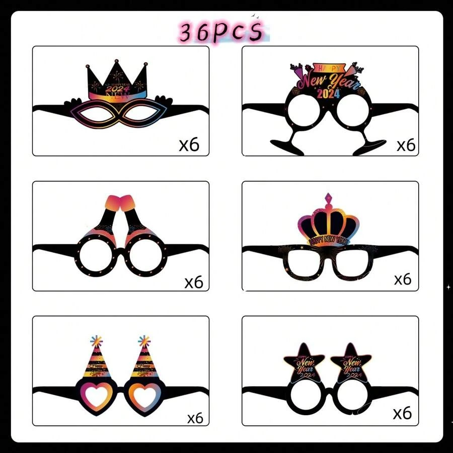 2024 Năm mới Cầu vồng Giấy Kính 3D , Cung cấp cho buổi tiệc Đối với Đồ trang trí , Sinh nhật , Nhảy Các bữa tiệc , - Hồng - Xem 1