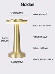 無線檯燈,三色可調溫,觸控控制,護眼,無極調光,金屬拉絲工藝。 1500mah 鋁製現代檯燈適用於家庭、花園、餐廳、露營、辦公室、感恩節、聖誕禮物 - 金色 - 查看 3