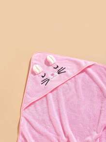 1 Stück Unisex Bademantel aus Polyester-Fleece, weich & schnelltrocknend, Kapuze, Baby Decke, Umhang, geeignet für Badezimmer, Strand, alle Jahreszeiten, Größe 80cm/31,5 Zoll*80cm/31,5 Zoll - Pink - Übersicht 4