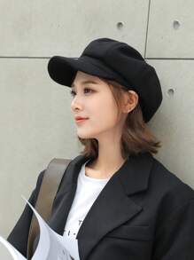 1 pieza Boina de unicolor para mujer, para primavera/verano, estilo coreano, versátil, gorra de pintor de 8 ángulos que cubre el rostro