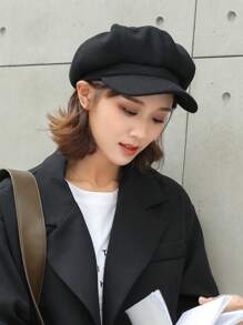 1 pieza Boina de unicolor para mujer, para primavera/verano, estilo coreano, versátil, gorra de pintor de 8 ángulos que cubre el rostro