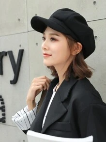 1 pieza Boina de unicolor para mujer, para primavera/verano, estilo coreano, versátil, gorra de pintor de 8 ángulos que cubre el rostro