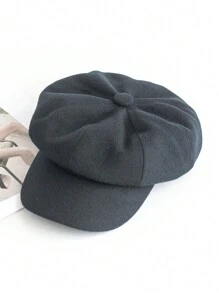 1 pieza Boina de unicolor para mujer, para primavera/verano, estilo coreano, versátil, gorra de pintor de 8 ángulos que cubre el rostro