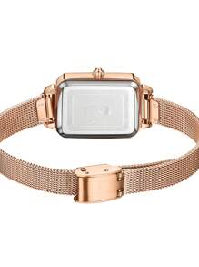 RUIMAS Romanson時尚女士手錶,簡約皮帶,時尚羅馬方格錶盤,防水,綠色款式,母親節,情人節,聖誕節禮物 - 玫瑰金 - 查看 4