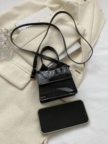 Mini bolsa com padrão de crocodilo bolsa transversal
