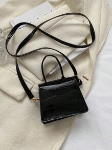 Mini bolsa com padrão de crocodilo bolsa transversal