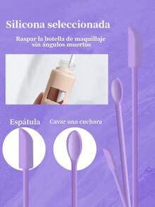 Mini Juego de Espátulas de Silicona, Pequeña Espátula de Maquillaje, Delgada Espátula Abrebotellas, Cocina, Botellas de Comida, Productos de Belleza, Cosméticos - Morado - Ver 1